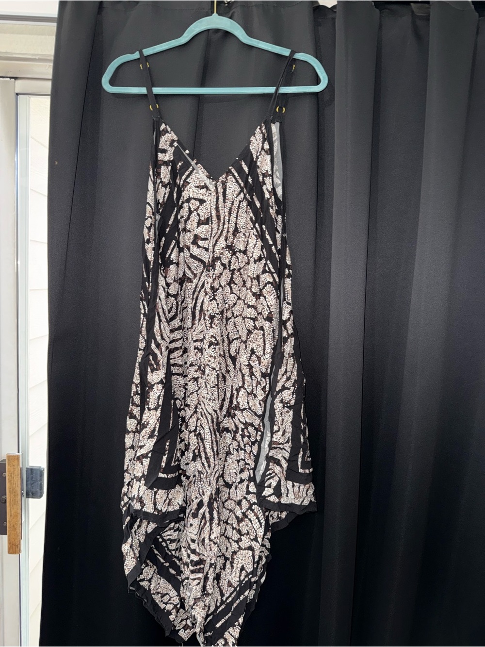 Tommy Bahama Black and White Asymmetrical Slip Dress